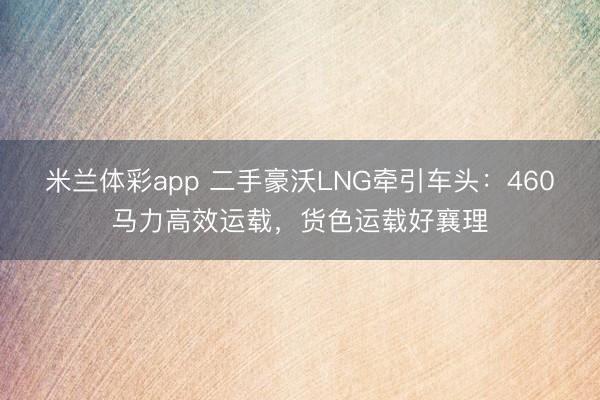米兰体彩app 二手豪沃LNG牵引车头：460马力高效运载，货色运载好襄理