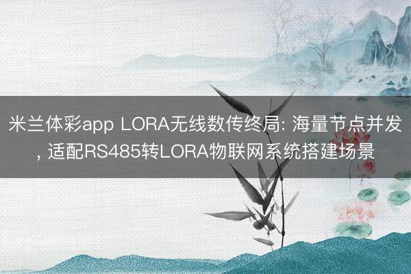 米兰体彩app LORA无线数传终局: 海量节点并发， 适配RS485转LORA物联网系统搭建场景