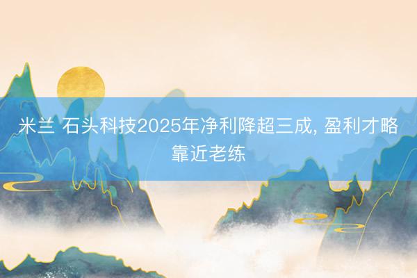 米兰 石头科技2025年净利降超三成， 盈利才略靠近老练