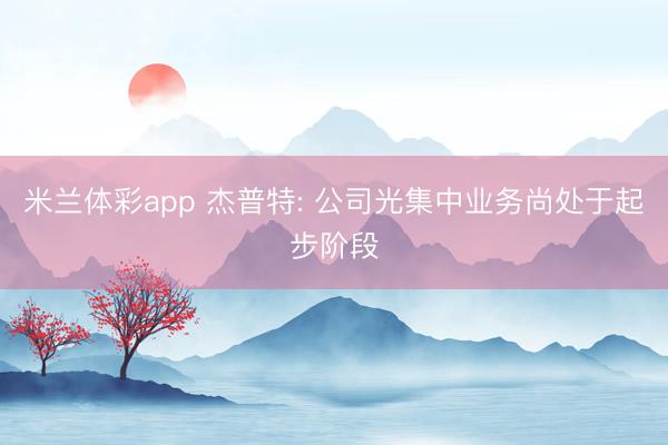 米兰体彩app 杰普特: 公司光集中业务尚处于起步阶段