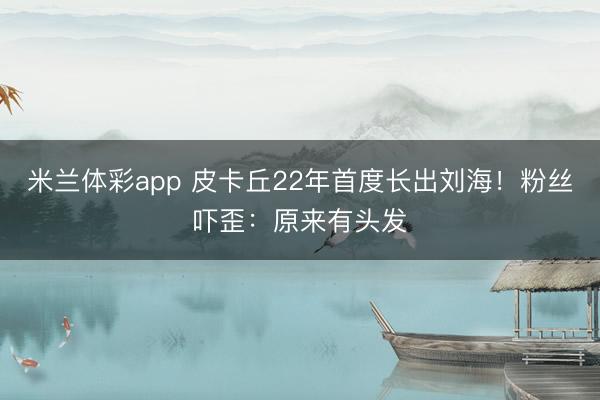 米兰体彩app 皮卡丘22年首度长出刘海！粉丝吓歪：原来有头发
