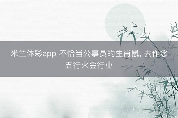 米兰体彩app 不恰当公事员的生肖鼠， 去作念五行火金行业