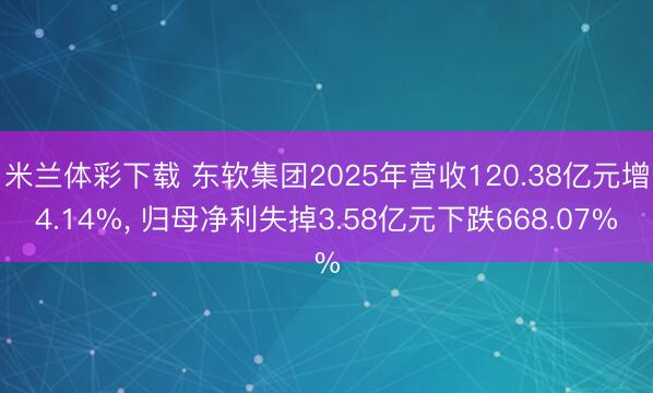 米兰体彩下载 东软集团2025年营收120.38亿元增4.14%， 归母净利失掉3.58亿元下跌668.07%
