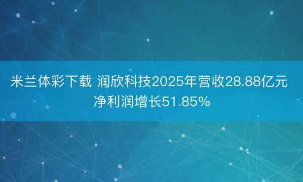 米兰体彩下载 润欣科技2025年营收28.88亿元 净利润增长51.85%