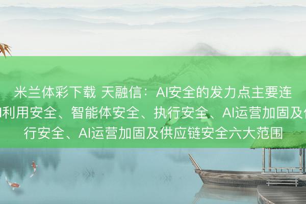 米兰体彩下载 天融信：AI安全的发力点主要连合在大模子安全、AI利用安全、智能体安全、执行安全、AI运营加固及供应链安全六大范围