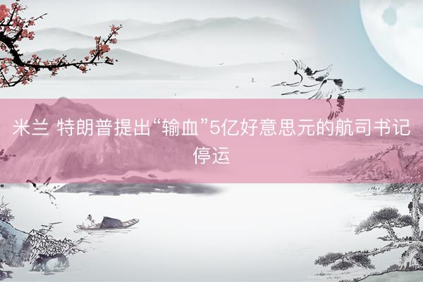 米兰 特朗普提出“输血”5亿好意思元的航司书记停运